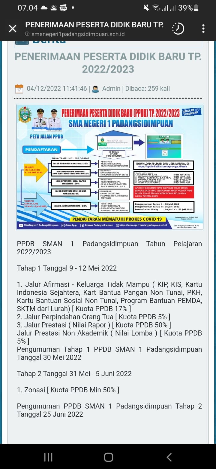 PPDB SMA & SMK Memasuki Tahap II, Ini Kata Plt Cabdis Pendidikan Padang sidempuan