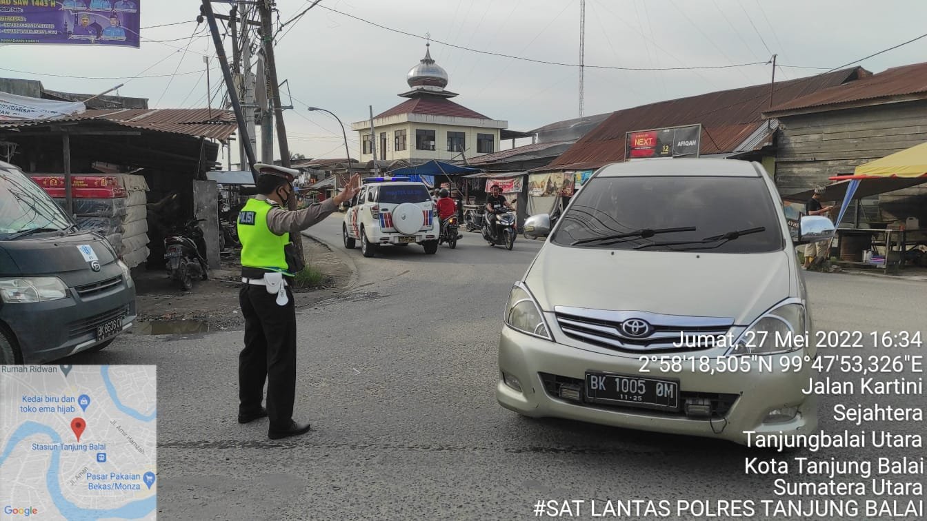 Mencegah Terjadinya Pelanggaran Lalin, Satlantas Polres Tanjungbalai Laksanakan Patroli Sore
