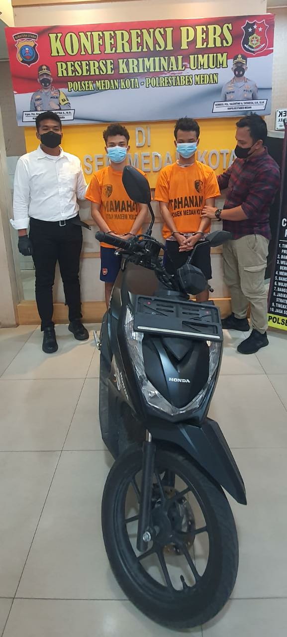 Tekab Polsek Medan Ringkus 2 Pelaku Curanmor  di Jalan Sempurna Medan.