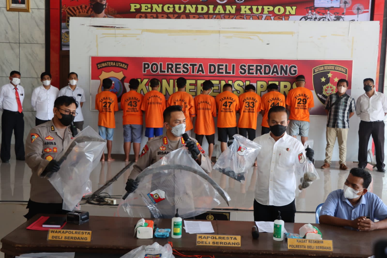 Polresta Deliserdang Berhasil Amankan 9 Anggota Gank Motor GH Pelaku Pengrusakan di Cafe Pos Tiga Galang