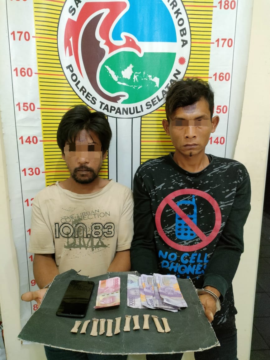 Dua Pengedar Ganja Sukses Dibekuk Satresnarkoba Polres Tapsel
