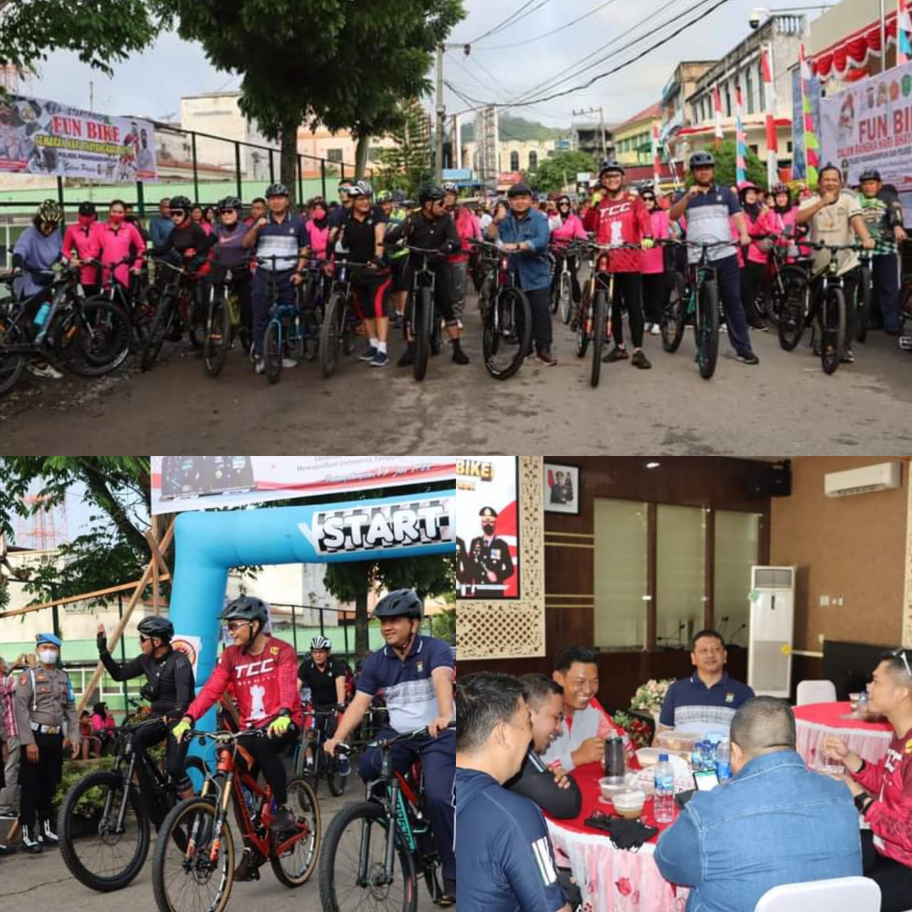 Semarak Hari Bhayangkara ke 76, Polres Padangsidimpuan dan Polres Tapsel melaksanakan FUN BIKE