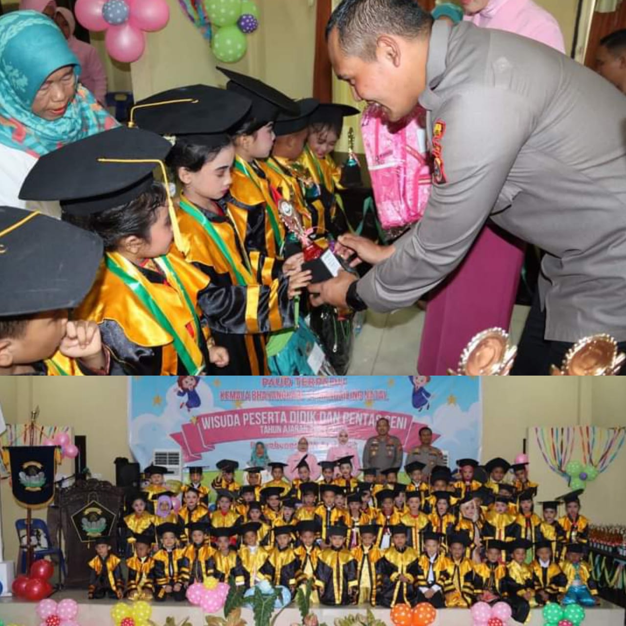 KAPOLRES - KETUA BHAYANGKARI CAB. MANDAILING NATAL HADIRI  WISUDA TK. KEMALA BHAYANGKARI 14 MADINA