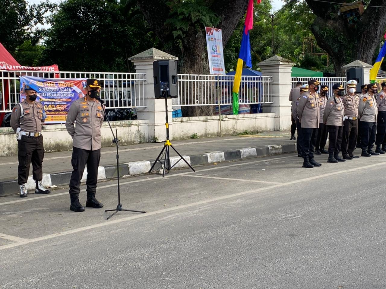 Kapolrestabes Medan Pimpin Apel Raker Komwil I Apeksi Tahun 2022 di Lapangan Merdeka