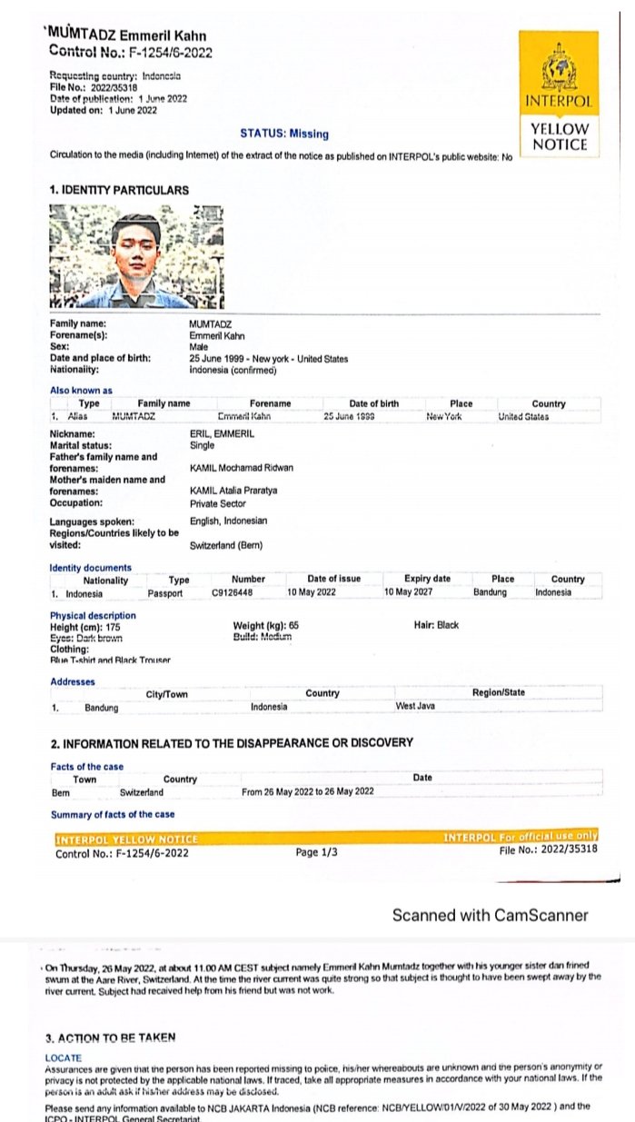 Polri: Interpol Telah Terbitkan Yellow Notice Pencarian Anak Ridwan Kamil