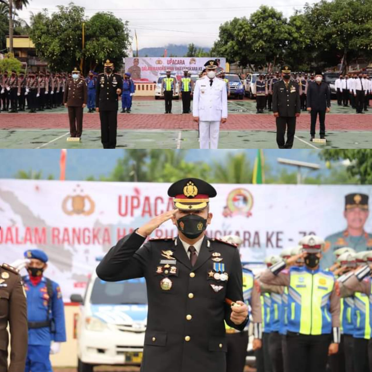 POLRES MADINA DAN FORKOMPINDA  IKUTI UPACARA HUT BHAYANGKARA KE - 76 TAHUN 2022 SECARA VIRTUAL