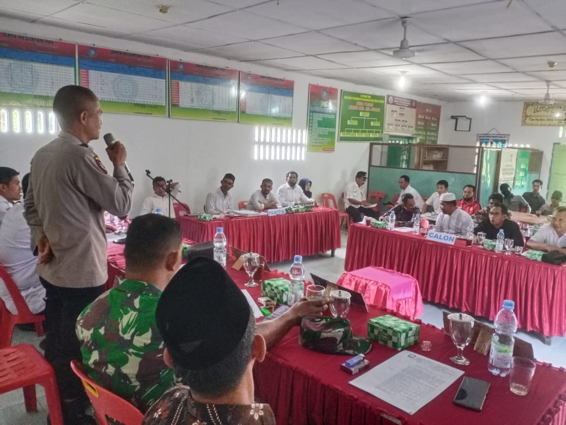 Kapolsek Air Joman Polres Asahan Hadiri Kegiatan Pencabutan Nomor Urut dan Deklarasi Damai Pilkades Tahun 2022