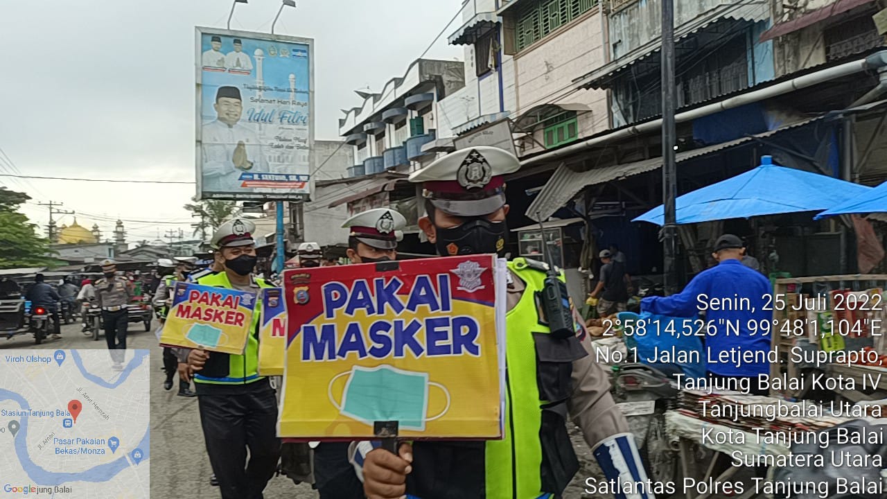 Satlantas Polres Tanjungbalai Laksanakan Pengendalian Virus Covid-19 Melalui Public Speaking