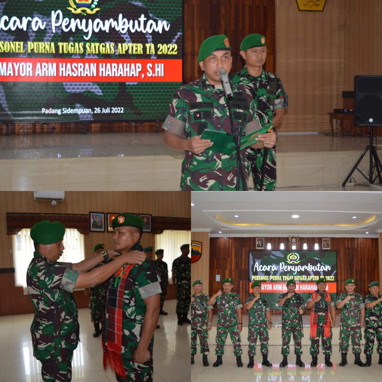 Dandim 0212/Tapsel Sambut Kepulangan Anggota Satgaster BKO Kodam XVIII/KSR