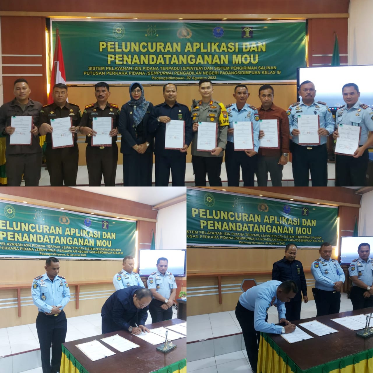 Kalapas Kelas IIB Padangsidimpuan Kanwil Kemenkumham Sumut Ikuti Launching dan MoU Aplikasi SIPINTER dan SEMPURNA PNÂ 