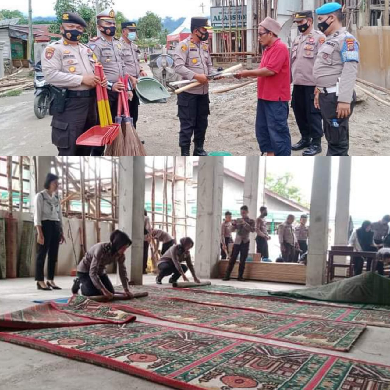 DALAM RANGKA TAHUN BARU HIJRIAH KE 1444, PERSONIL POLRES MADINA GELAR BAKSOS DI MESJID AL-ABHSOR AEK GALOGA