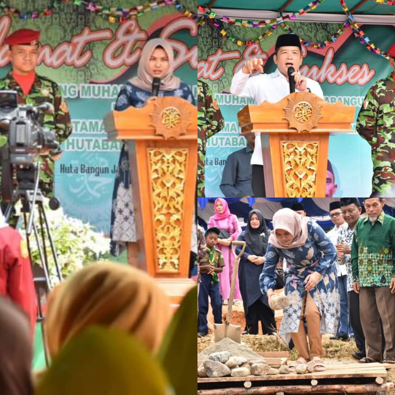 Wakil Bupati & Ketua DPRD Madina Hadiri Peletakan Batu Pertama Masjid Taqwa di Desa Hutabangun Jae