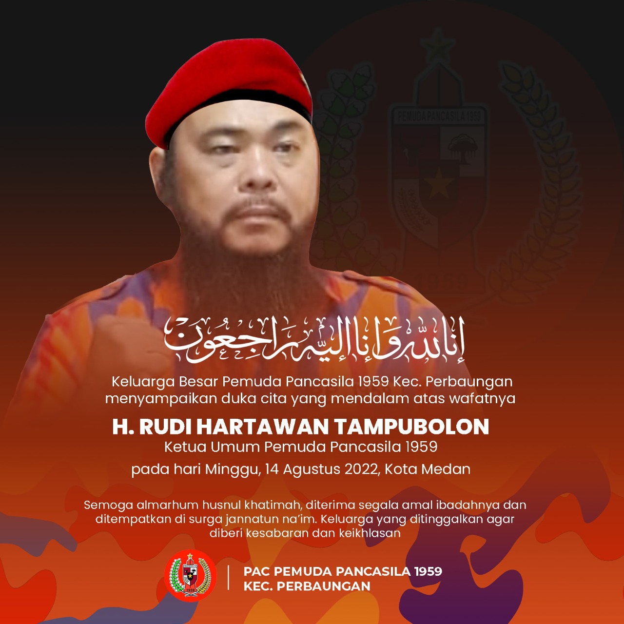 Tokoh Pemuda Sumut Rudi Hartawan Tampubolon Meninggal Dunia