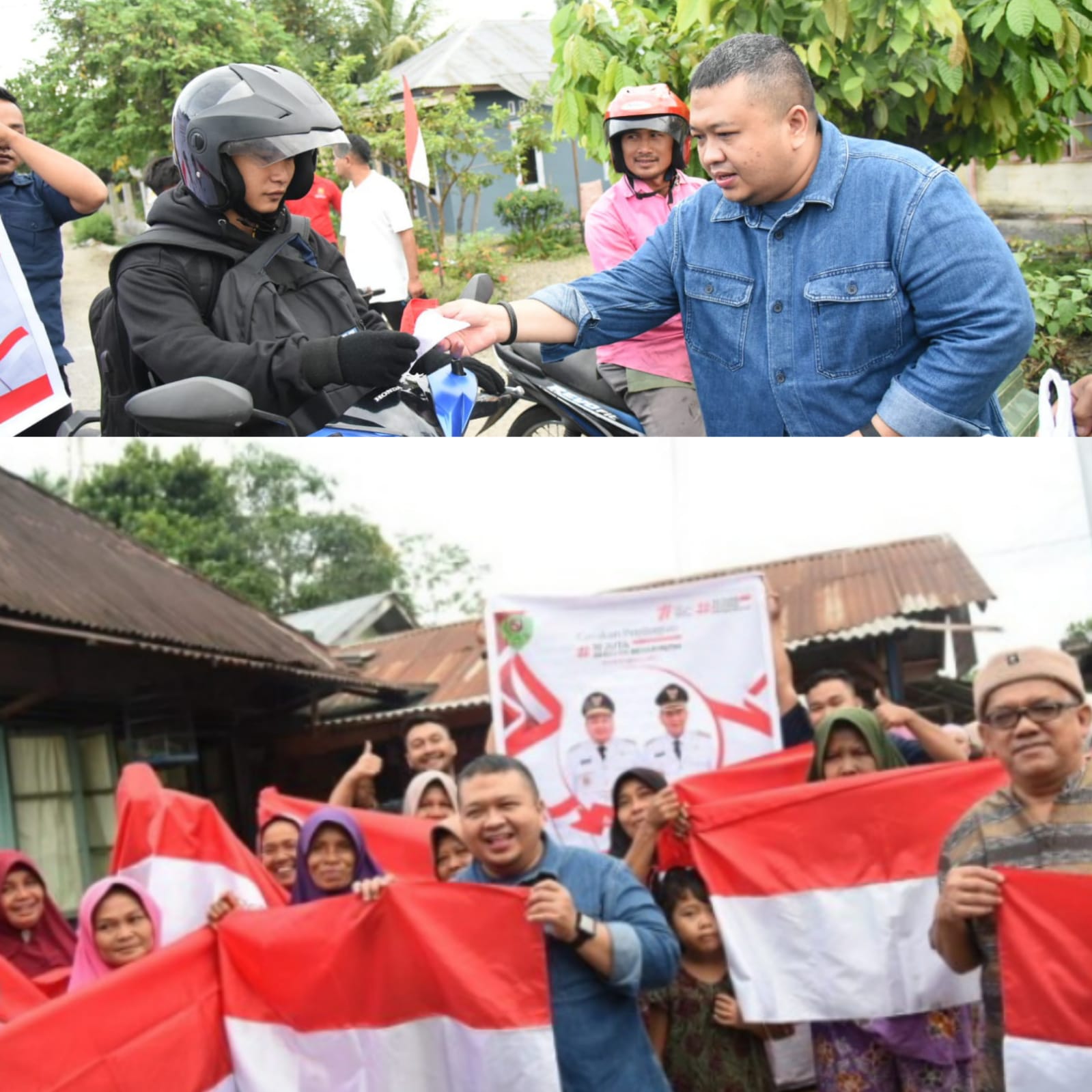 Semangat Kemerdekaan, Bupati Tapsel Mendadak Bagi Ratusan Bendera Merah Putih Ke Warga