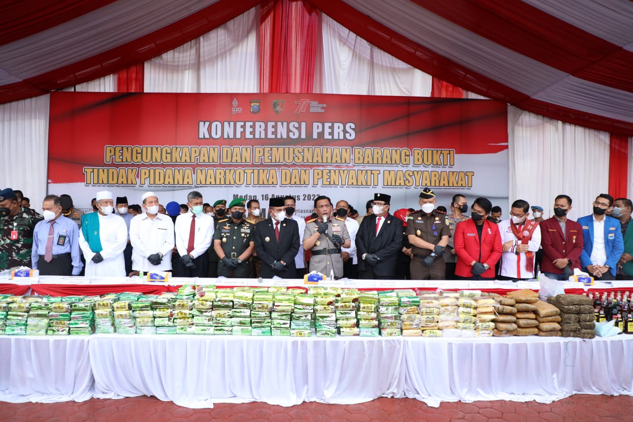Polda Sumut Musnahkan Ratusan Kilo Sabu, Ganja dan Ekstasi, Kapolda Sumut : Komitmen Berantas Narkotika dan Penyakit Masyarakat
