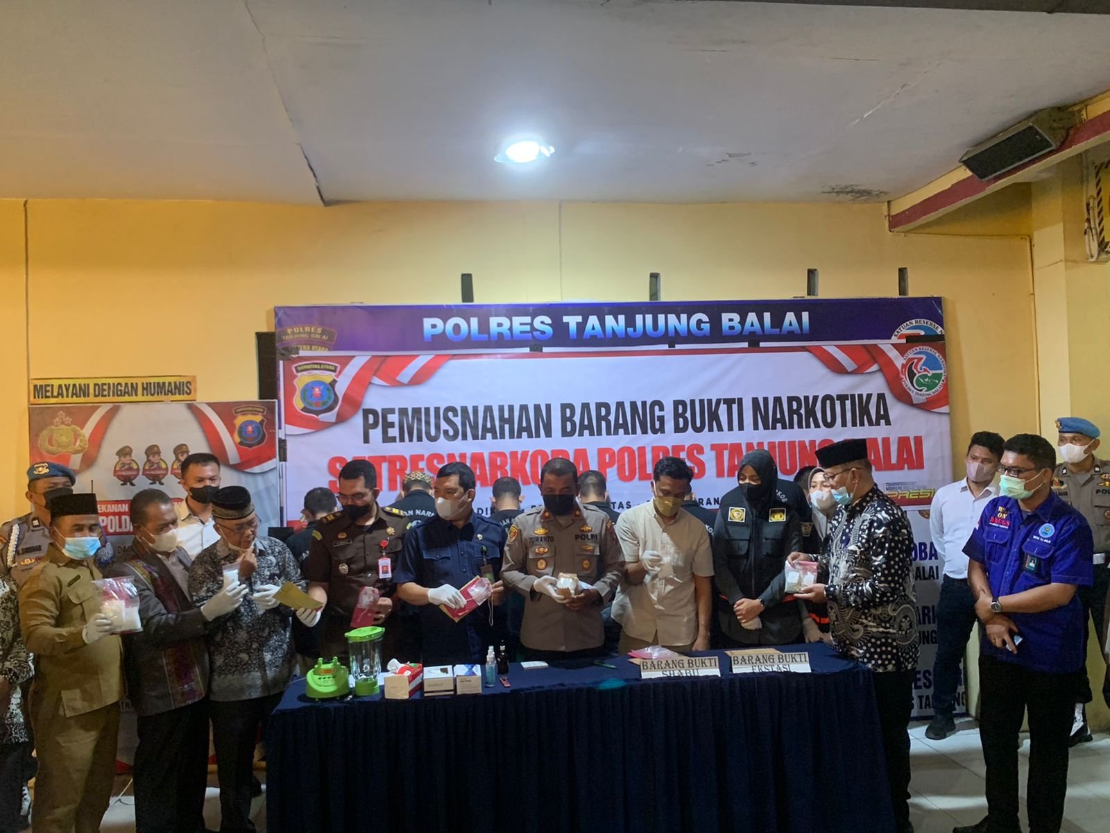 Polres Tanjungbalai Musnahan Barang Bukti Narkotika Hasil Tangkapan Dalam Waktu Tiga Bulan Terakhir