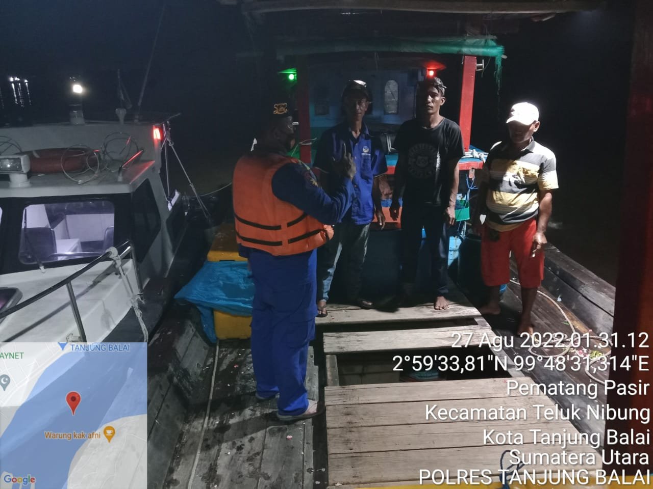 Kapal Nelayan KM. Indah Jaya di Hentikan Personil Patroli Satpolair Polres Tanjungbalai