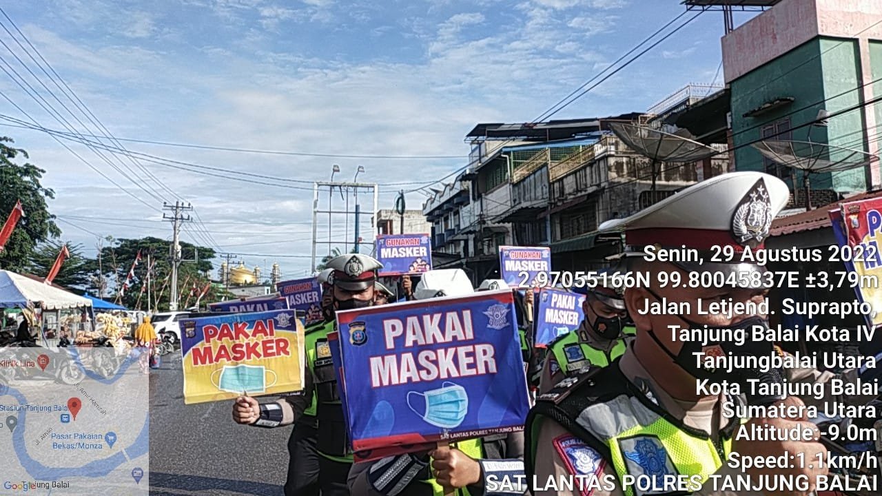 Pengendalian Virus Corona, Satlantas Polres Tanjungbalai Himbauan Masyarakat Pakai Masker Saat Keluar Rumah