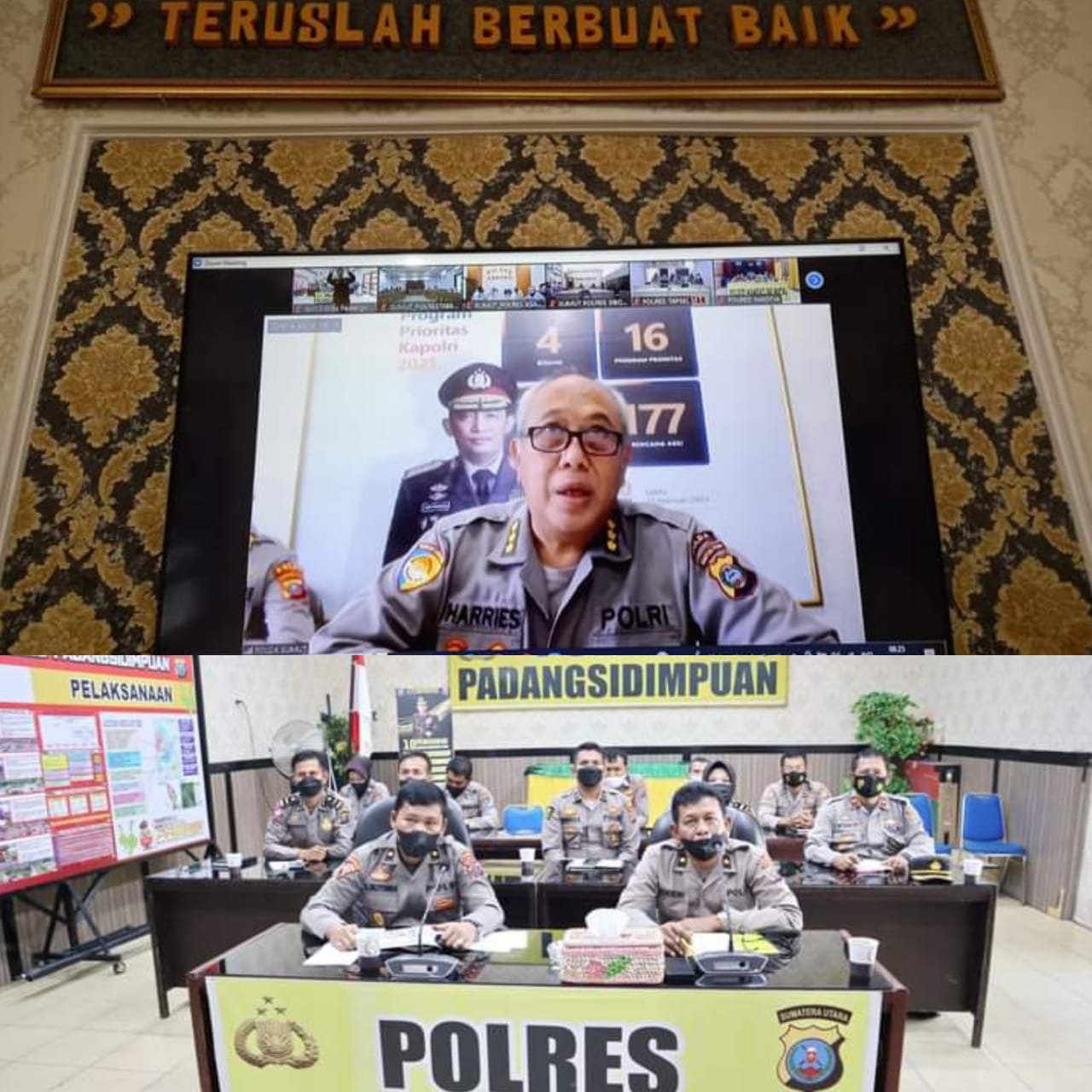Polres Padangsidimpuan Ikuti Zoom Meeting Kesiapan Pengukuhan 18 Polsubsektor di 12 Polres di Polda Sumut