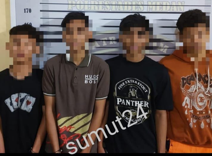 Tekab Polsek Medan Timur Tangkap 4 Anggota Geng Motor 234SC.
