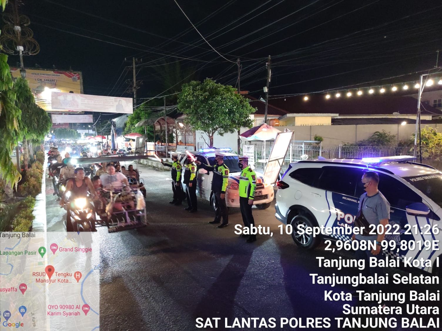 Personil Polres Tanjungbalai Laksanakan Blue Light Patrol Mengantisipasi Pelanggaran Lalin