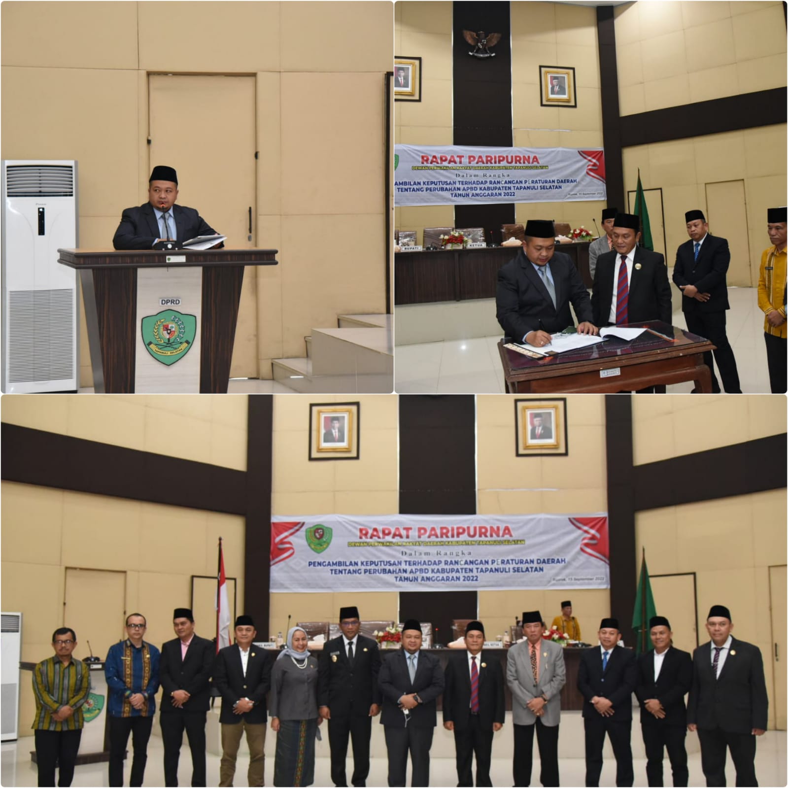 Bupati & DPRD Tandatangani Persetujuan Bersama Ranperda P-APBD Tapsel 2022