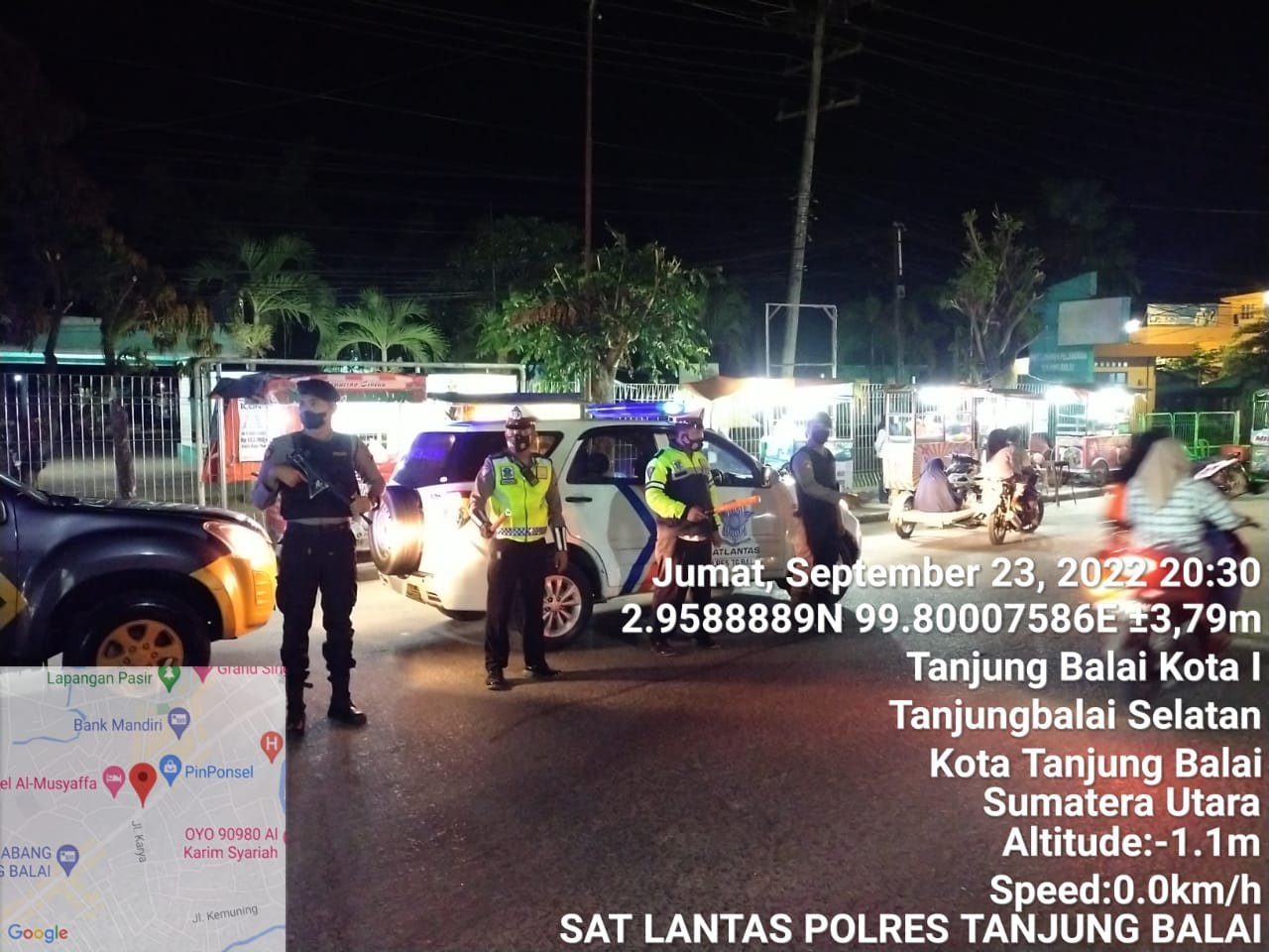 Personil Polres Tanjungbalai Laksanakan Blue Light Patrol dan Penjagaan di Lokasi Rawan