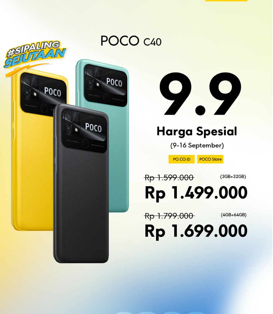 POCO C40 #SiPalingSejutaan Bisa Didapatkan di Harbolnas 9.9 dengan Berbagai Promo Ekstrem!