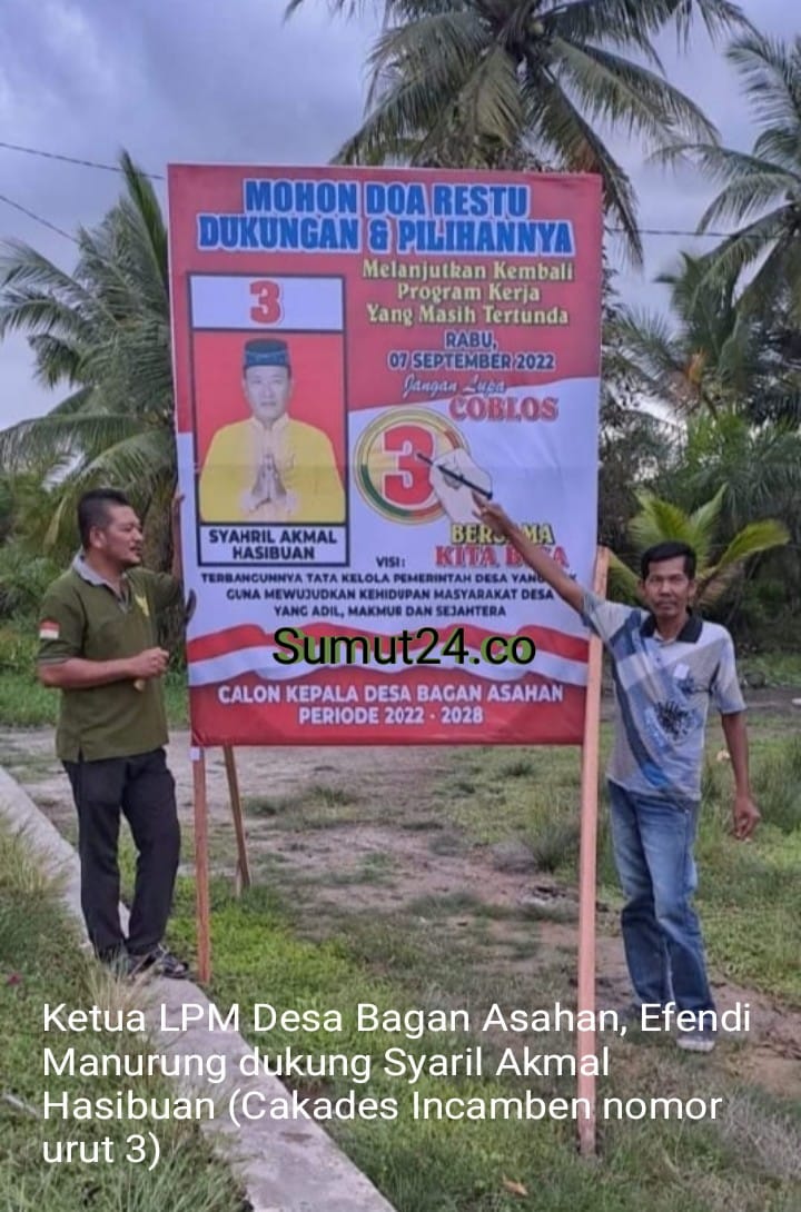 Hidayat Afif SH, 70 Persen Kemenangan Ruslan Cakades Urut 1 Sesuai Pengakuan Ketua KPPS TPS 1 Desa Bagan Asahan