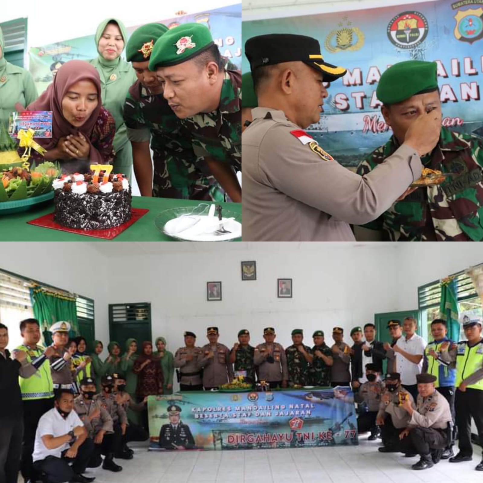PERINGATI HUT TNI KE 77, POLRES MADINA BERIKAN SURPRISE KEPADA ANGGOTA TNI SUBDENPOM I-2/7 DAN KOMPI MANGGA II YON 123 RW/TS
