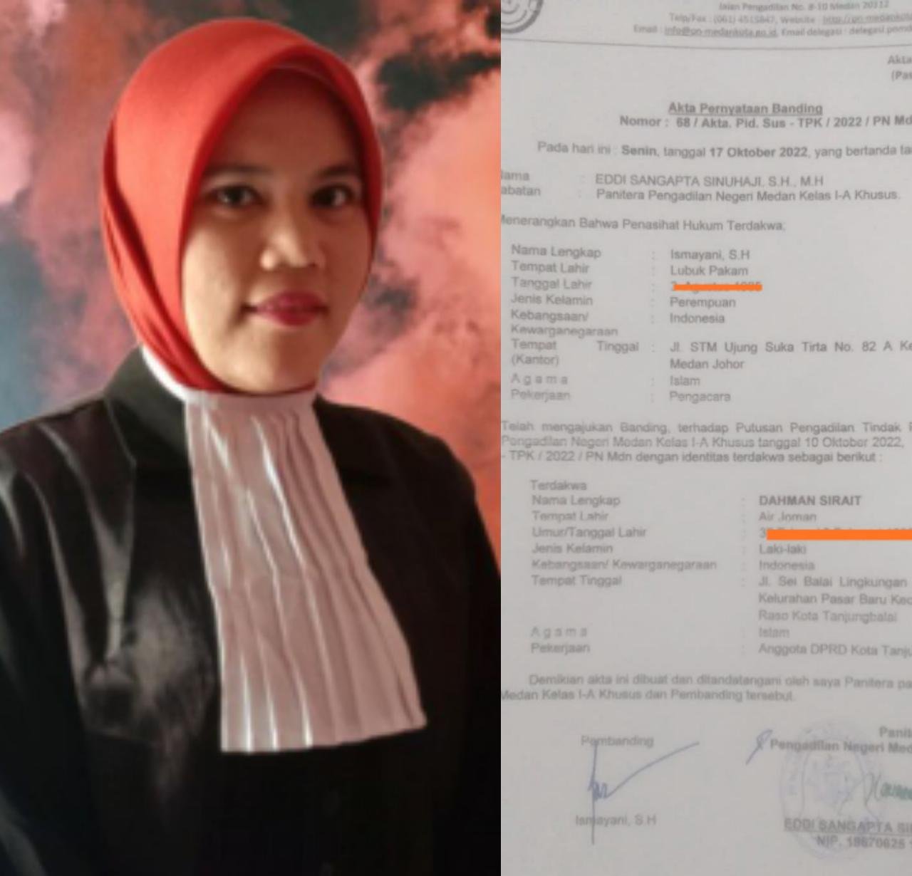 Penasehat Hukum Dahman Sirait Ajukan Banding.