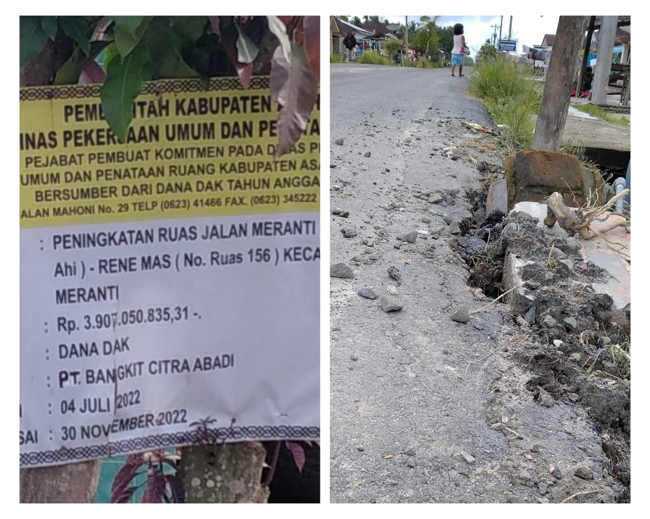 Milyaran Dana Peningkatan Jalan Meranti Simpang Ahi - Rene Mas Asal Siap