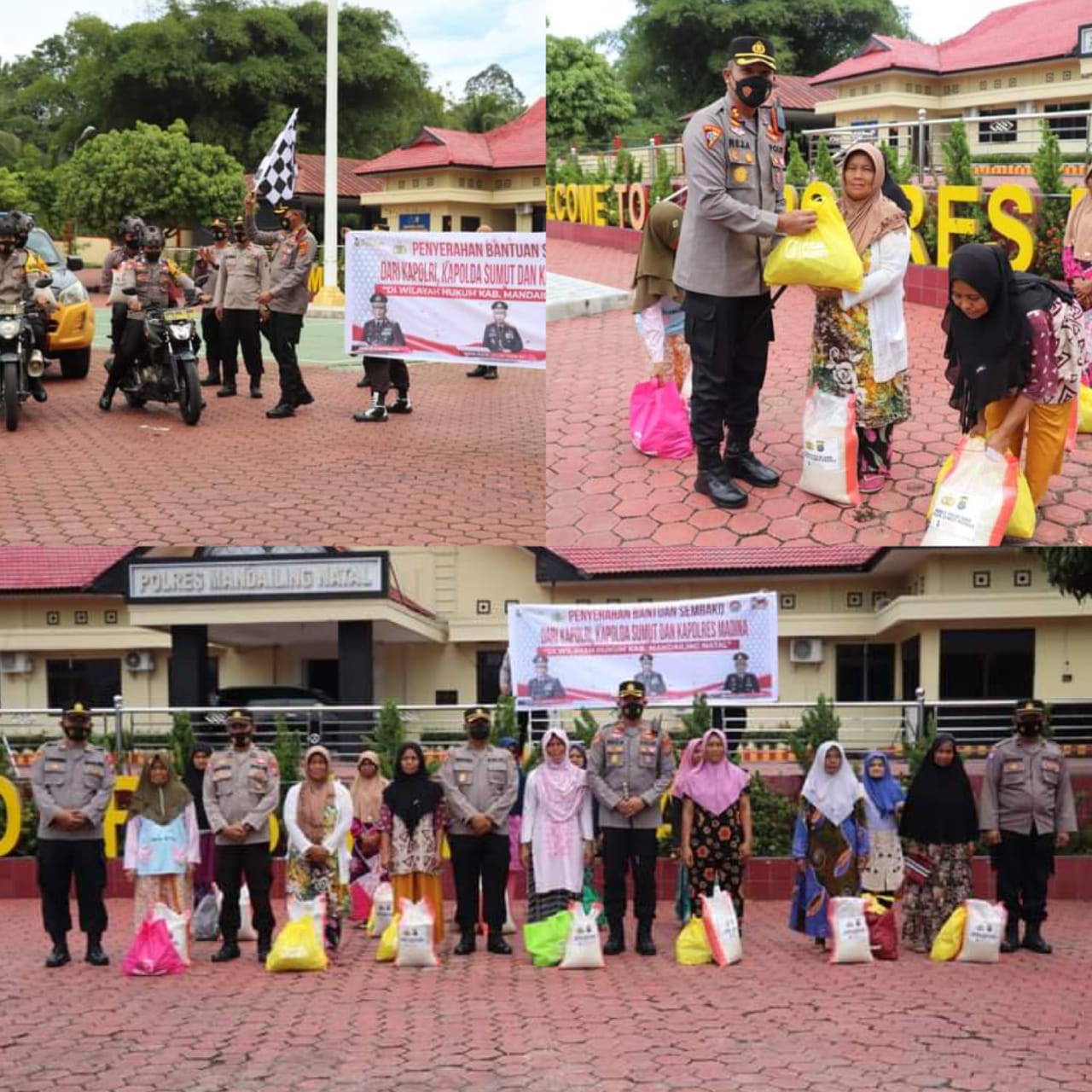 USAI APEL,KAPOLRES MADINA DISTRIBUSIKAN BANSOS KE JAJARAN POLSEK JUGA LANGSUNG SALURKAN KE IBU-IBU KURANG MAMPU