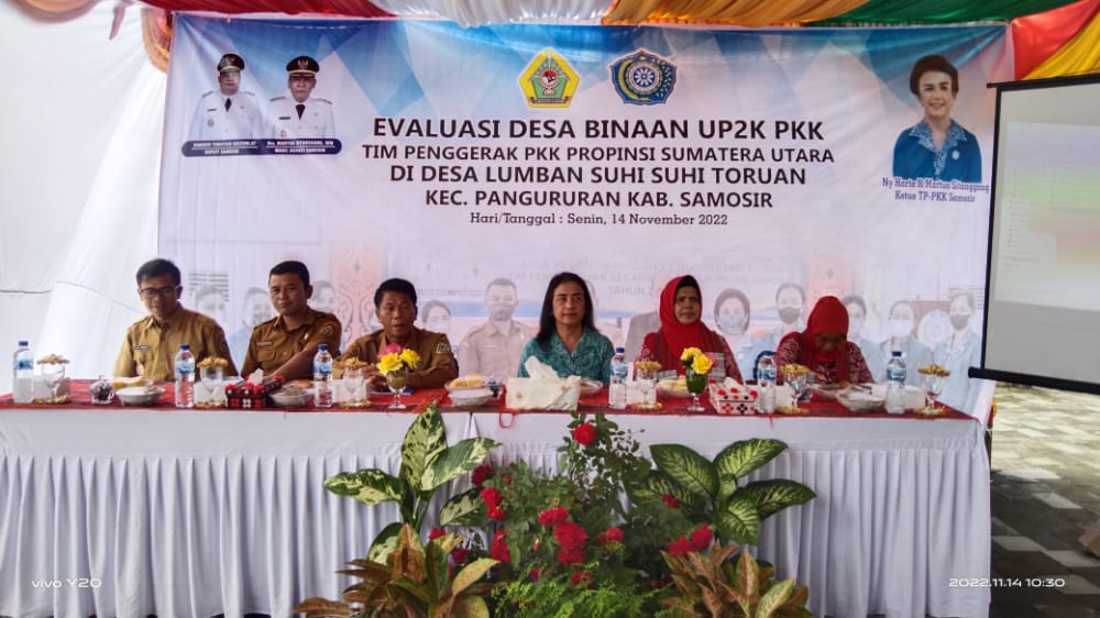 Kunjungi Samosir, TP. PKK Provsu Lakukan Evaluasi di Desa Lumban Suhisuhi Toruan Sebagai Desa Binaan UP2K PKK.
