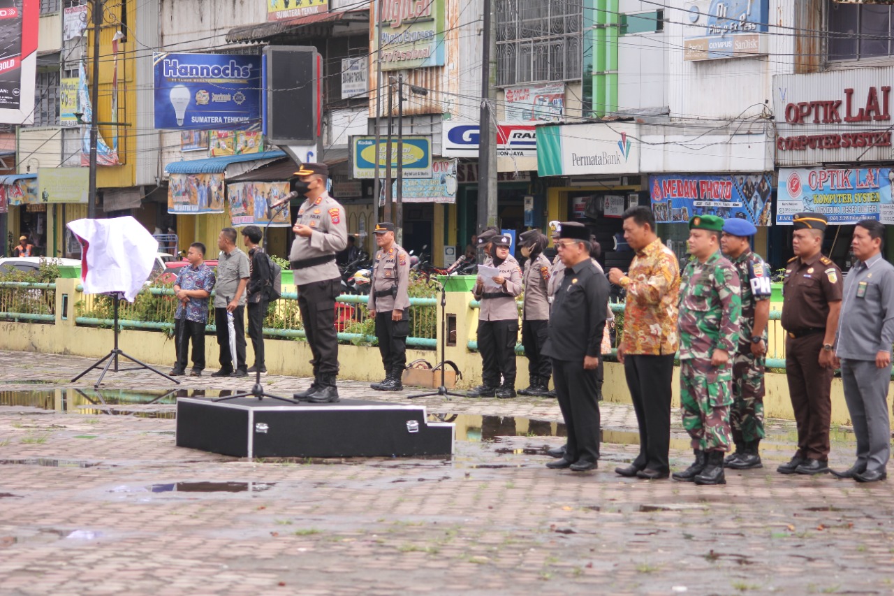 Apel gelar pasukan kesiapsiagaan penanganan bencana alam berlangsung di Alaman Bolak Kota Padang Sidempuan