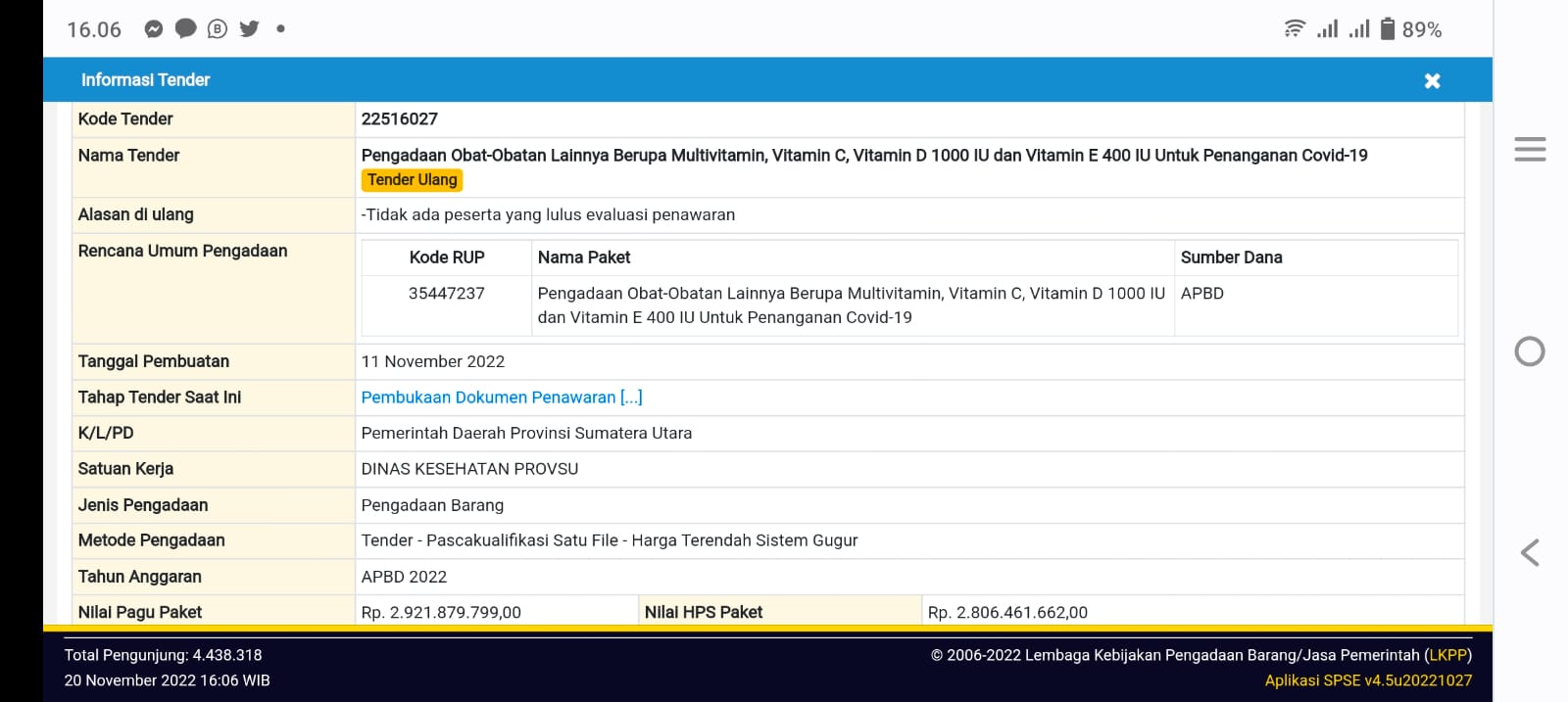 Dugaan monopoli proyek  Obat-Obatan Dinkes Sumut Rp2.9 Miliar Mencuat