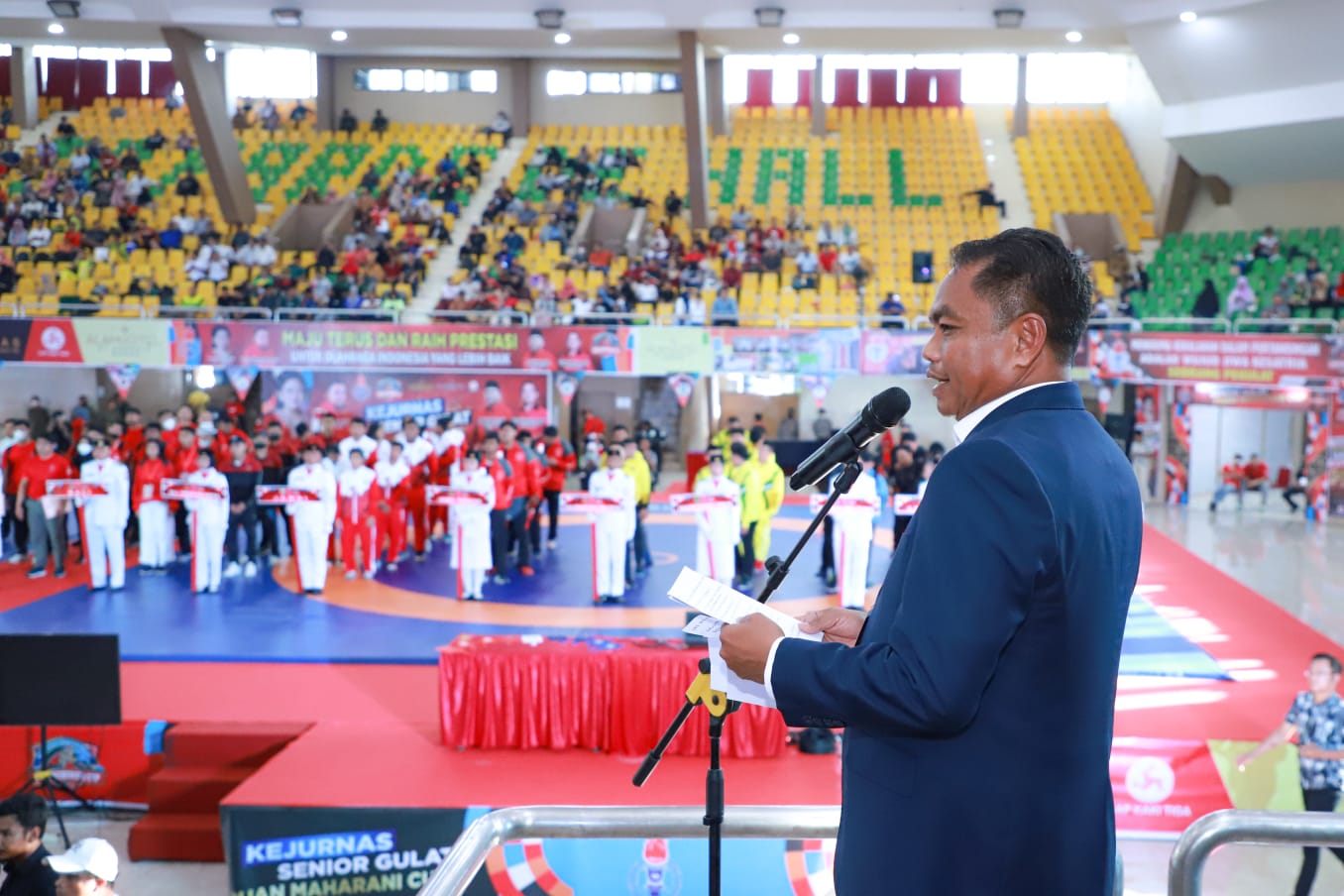 Ratusan Atlit dari 21 Provinsi Meriahkan Kejurnas Gulat Senior Puan Maharani CUP 2022