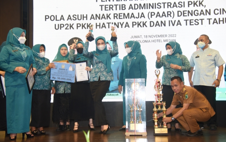 Nawal Buka Rakernis dan Penyerahan  Penghargaan untuk PKK Desa/Kelurahan, Paluta Juara Umum Peraih Kategori Terbanyak
