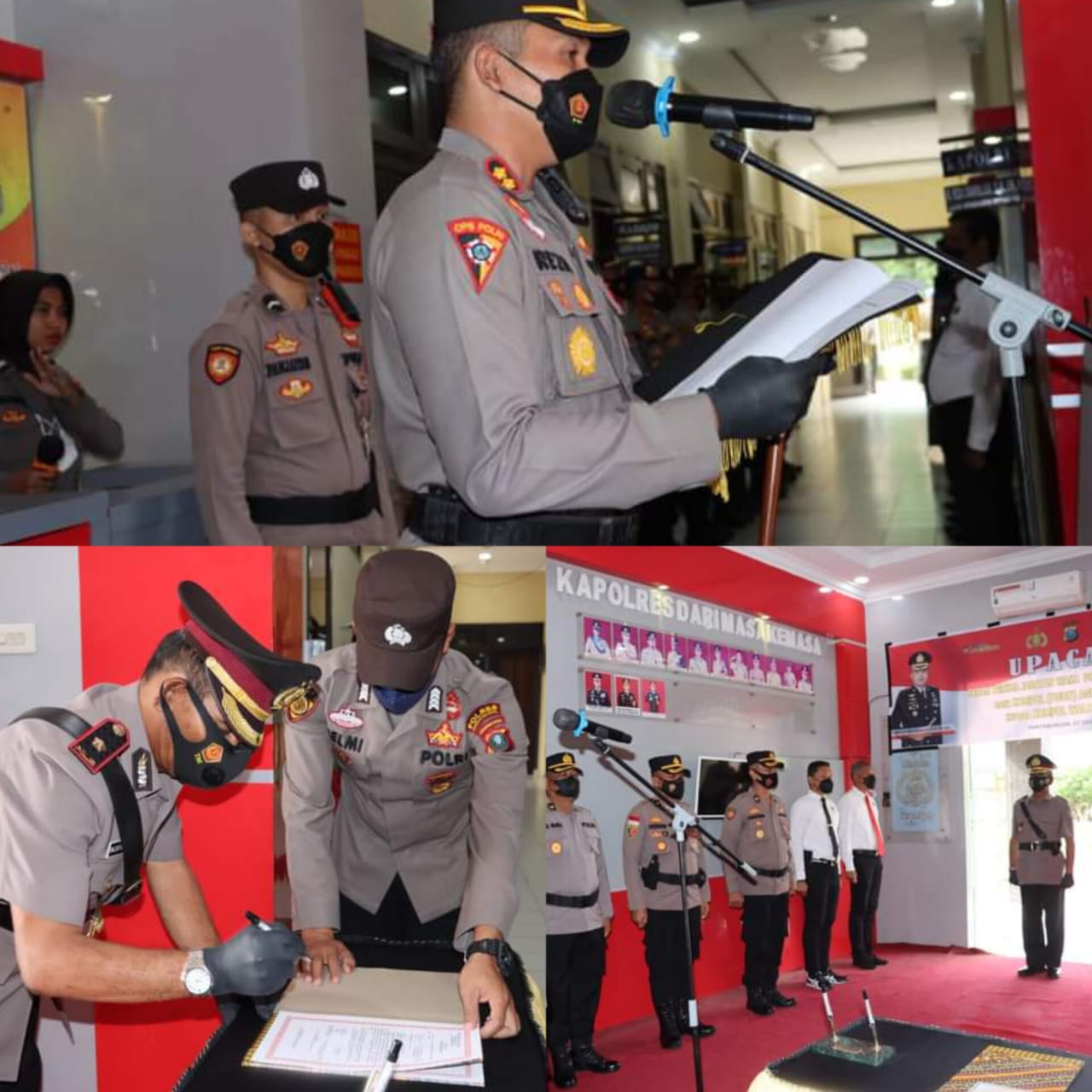 KAPOLRES MADINA, PIMPIN UPACARA SERTIJAB WAKAPOLRES DAN KASAT RESKRIM