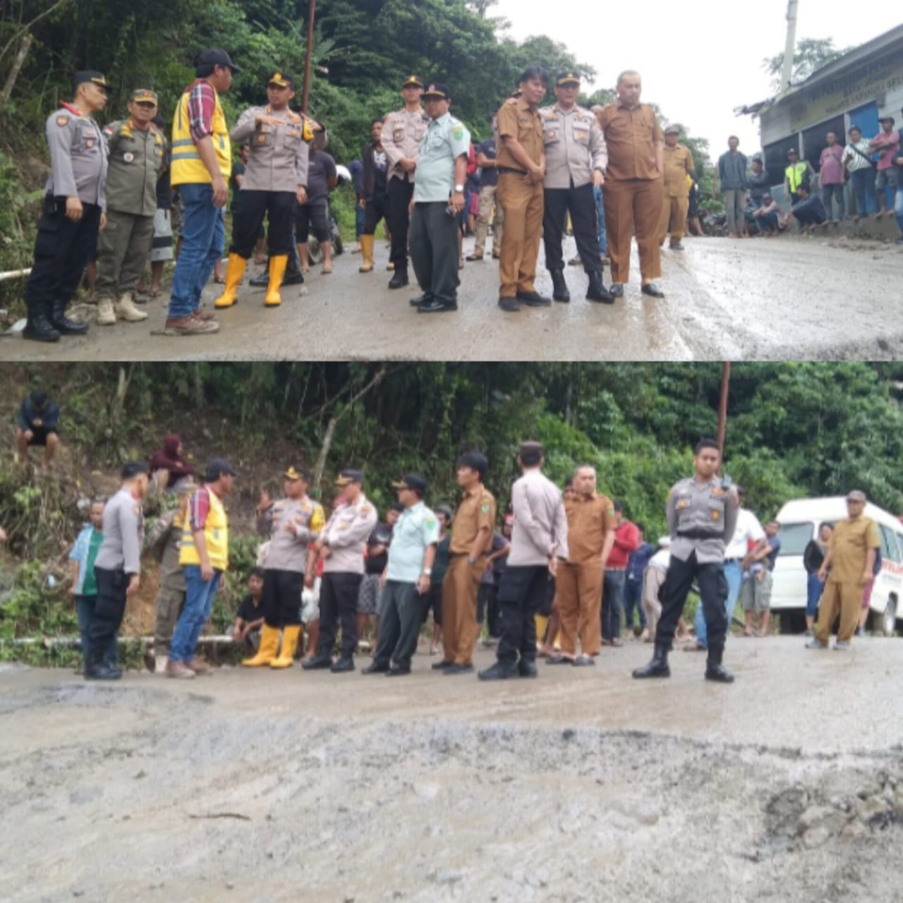 Kapolres Dan Kadis PU Tapsel Tinjau Jalan Rusak Batu Jomba 