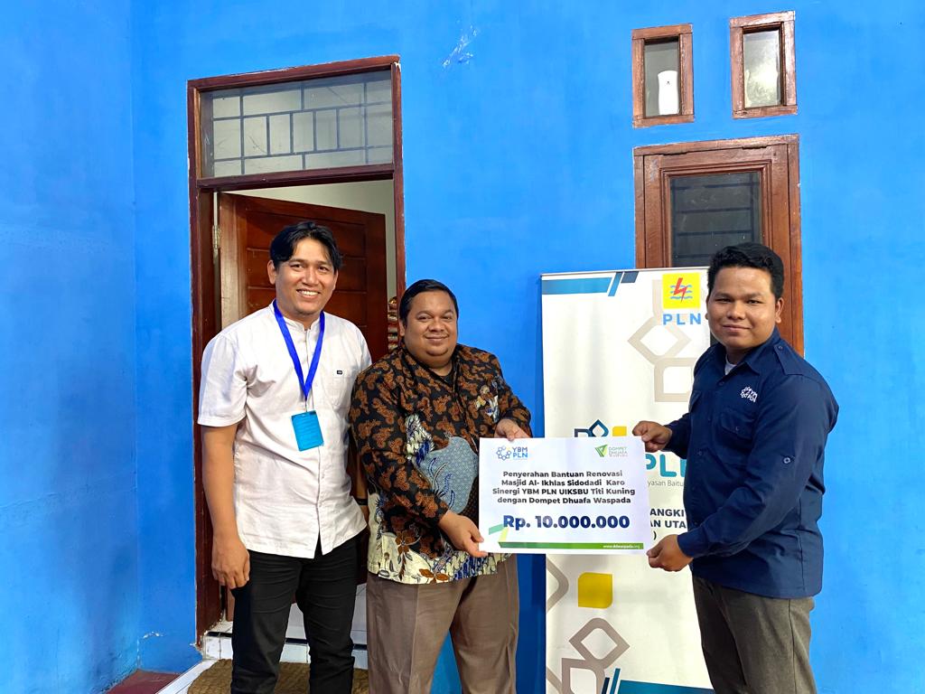 DD Waspada Terima Zakat YBM PLN UIKSBU, Bantu Renovasi Masjid di Sidodadi