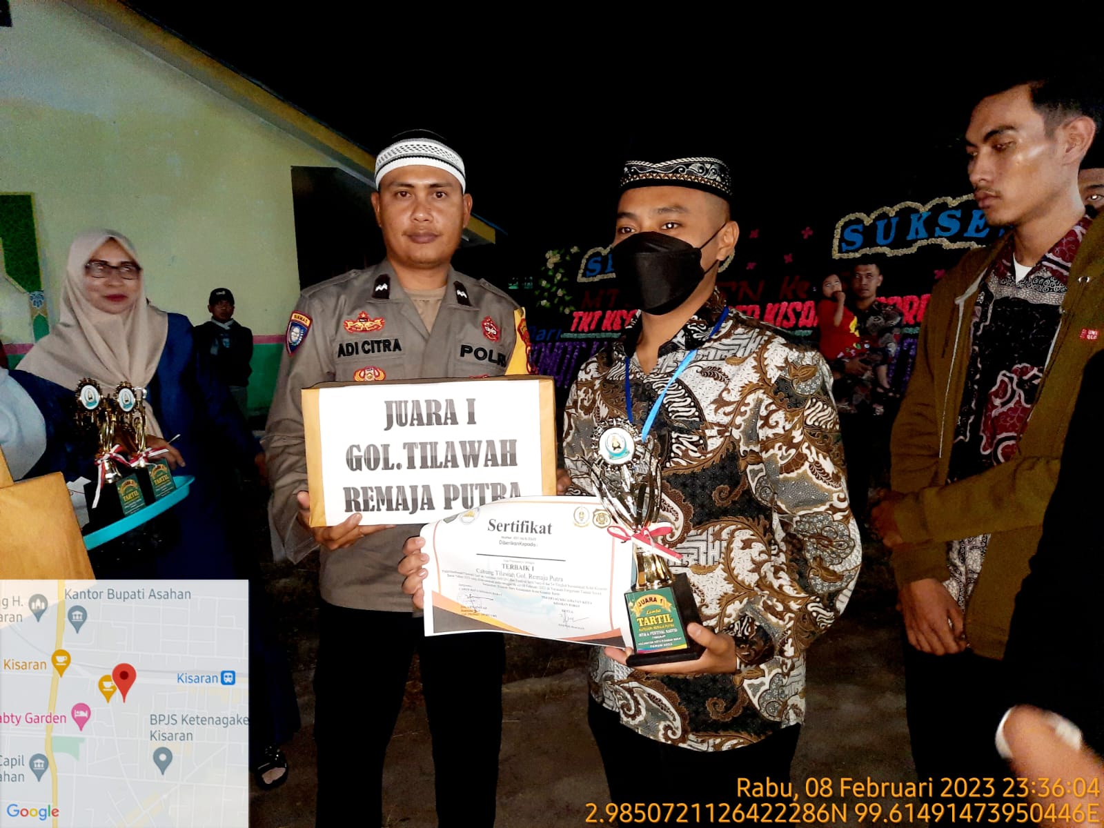 Bhabinkamtibmas Poksek Kota Kisaran Hadir Penutupan MTQ dan Festifal Nasyid tingkat Kecamatan Kisaran Barat