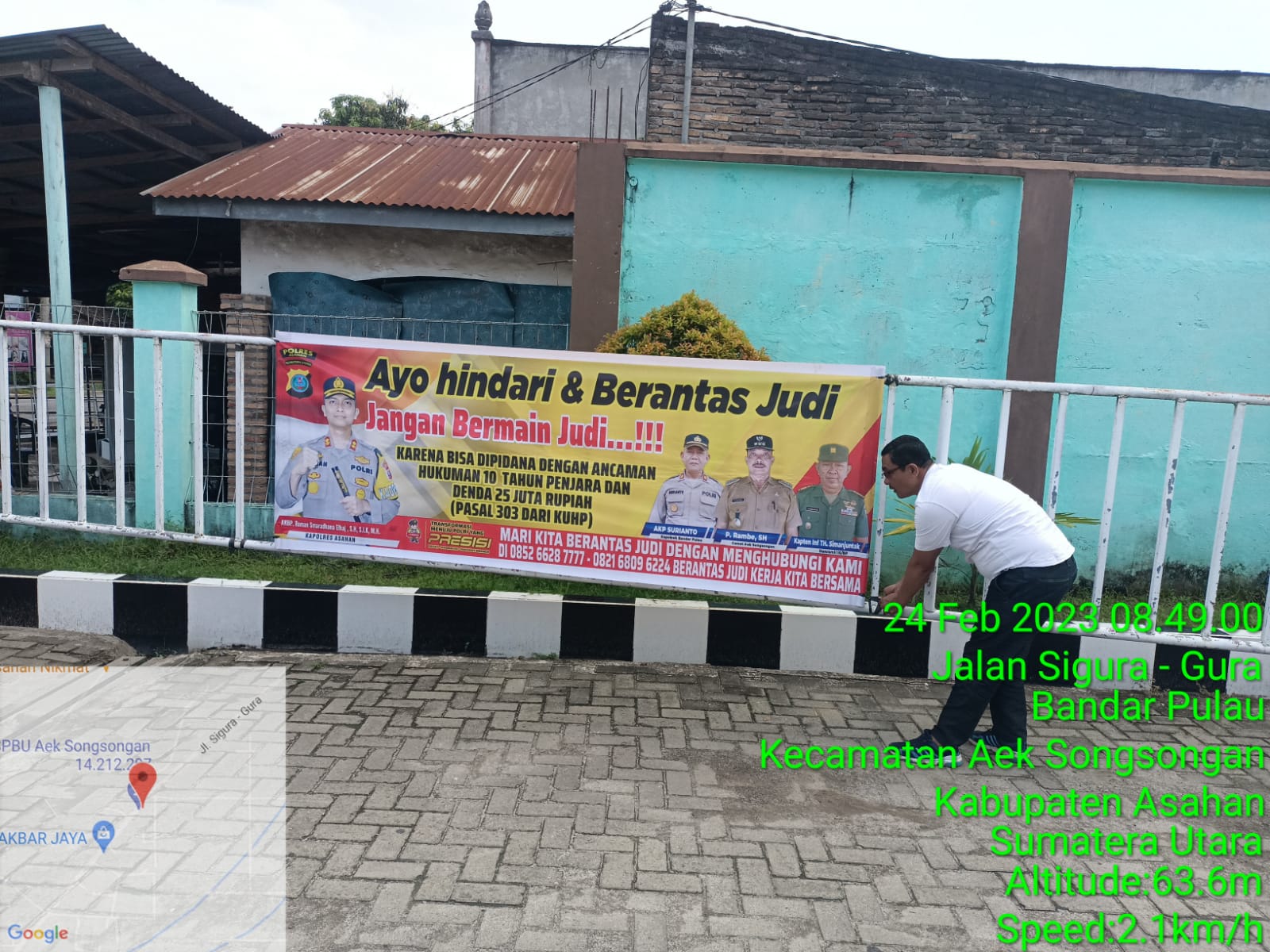 Polsek Bandar Pulau Gencar Pemasangan Spanduk Larangan Berjudi