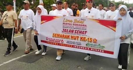 Ribuan Massa Padati Gerak Jalan Sehat Gerindra Tapsel Di Bintuju,Ini Ucapan Abdul Basith