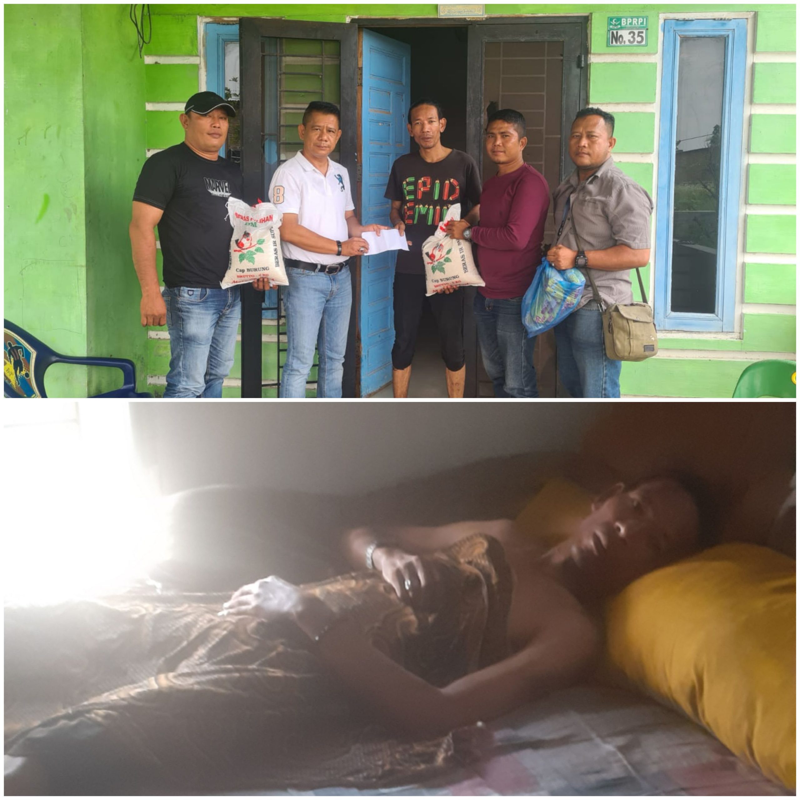 Wartawan Sumut24 Sakit, Ketua Pewarta Jenguk dan Berikan Sembako serta Uang Santunan