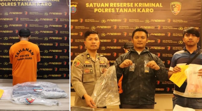 Satreskrim Polres Tanah Karo Tangkap Pelaku Pembobol Rumah di Berastagi.
