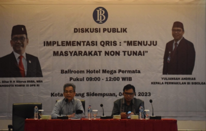 Diskusi Publik DPR RI Sihar Sitorus Sosialisasi QRIS Transaksi Non Tunai di Padangsidimpuan