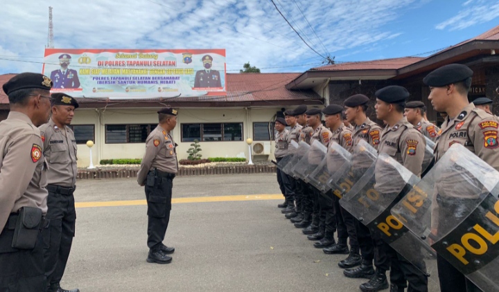 Kesiapan Hadapi Unras,Polres Tapsel Latihan Dalmas