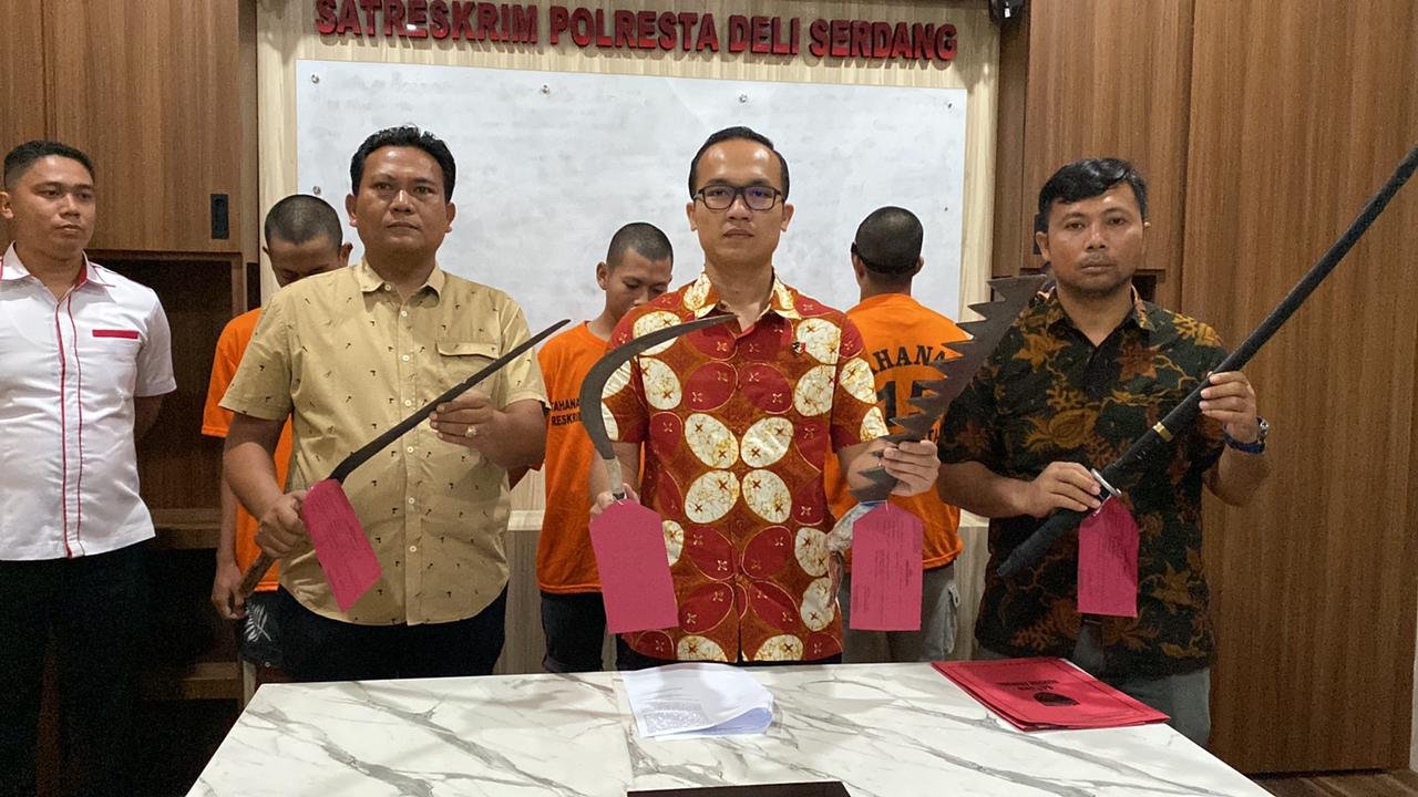 Sat Reskrim Polresta Deli Serdang Amankan Geng Motor dan Barang Bukti Sajam