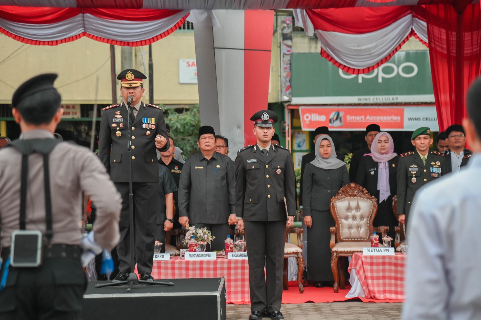 Polres Padangsidimpuan menggelar Upacara Peringatan HUT Bhayangkara yang ke-77 di Alaman Bolak
